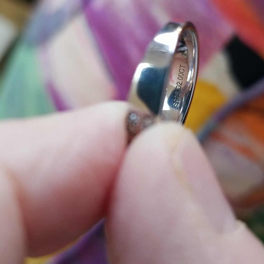 Classic Silver Solitaire Moissanite Ring Pav Acce… - image 8